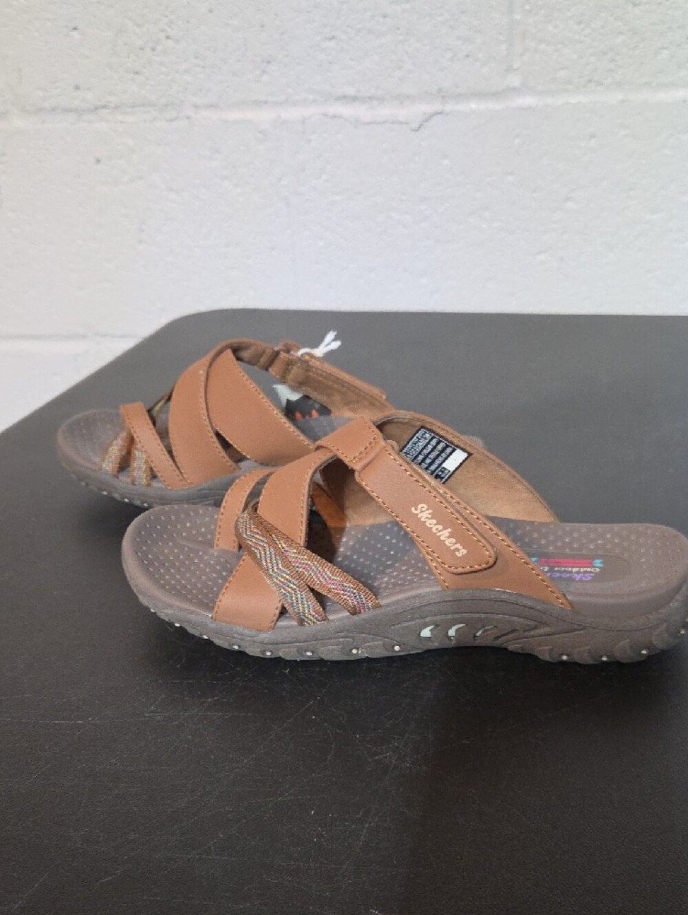 Skechers Womens Brown Dual-Strap Slide Sandals - Picture 7 of 8